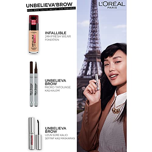 L'Oreal Paris Unbelieva-Brow Longwear Eyebrow Topcoat, Waterproof, Smudge-resistant, Transfer- Proof, Quick Drying, Easy and quick application with precise brush, Universal Transparent, 0.15 fl. oz.