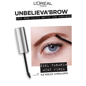 L'Oreal Paris Unbelieva-Brow Longwear Eyebrow Topcoat, Waterproof, Smudge-resistant, Transfer- Proof, Quick Drying, Easy and quick application with precise brush, Universal Transparent, 0.15 fl. oz.