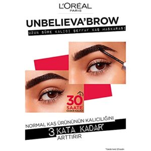 L'Oreal Paris Unbelieva-Brow Longwear Eyebrow Topcoat, Waterproof, Smudge-resistant, Transfer- Proof, Quick Drying, Easy and quick application with precise brush, Universal Transparent, 0.15 fl. oz.