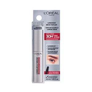 L'Oreal Paris Unbelieva-Brow Longwear Eyebrow Topcoat, Waterproof, Smudge-resistant, Transfer- Proof, Quick Drying, Easy and quick application with precise brush, Universal Transparent, 0.15 fl. oz.