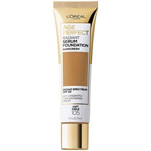 l’oreal paris age perfect radiant serum foundation with spf 50, soft sable, 1 ounce