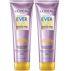 L'Oreal Paris EverPure Blonde Sulfate Free Shampoo and Conditioner for Blonde Hair, 8.5 Ounce (Set of 2)