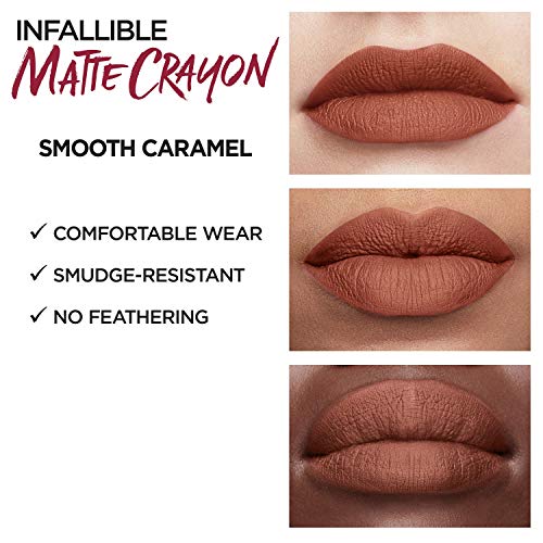 L'Oreal Paris Infallible Matte Lip Crayon, Smooth Caramel (Packaging May Vary)