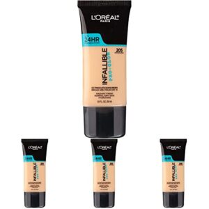 l’oreal paris makeup infallible up to 24hr pro-glow foundation, 205 natural beige, 1 fl; oz. (pack of 4)