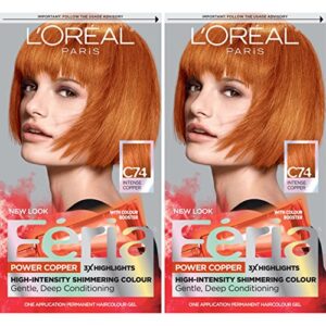 l’oreal paris feria multi-faceted shimmering permanent hair color, c74 intense copper, pack of 2, hair dye