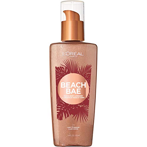 L'Oreal Paris Makeup Summer Belle Makeup, Beach Bae Face & Body Liquid Luminizer, Light to Medium, 3.9 fl. oz.