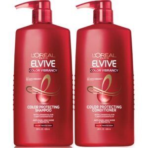l’oreal paris elvive color vibrancy protecting shampoo and conditioner set for color treated hair, 28 fl oz (set of 2)