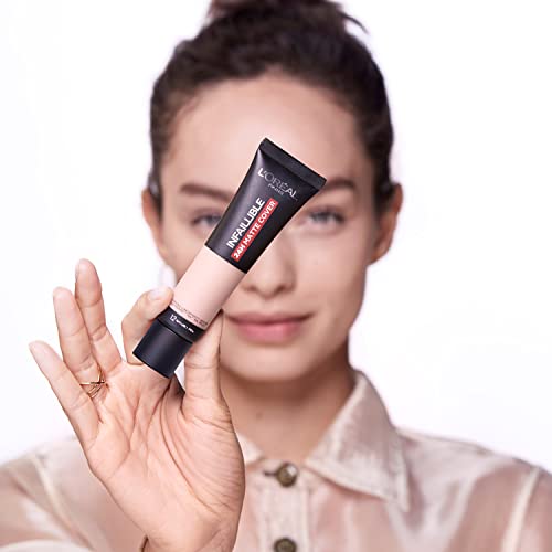 L'Oreal Paris Foundation, Infallible Matte Cover 24hour 200 Golden Sand, Sweat-proof, Heat-proof, Transfer-proof and Water-proof, SPF 18, 30 ml