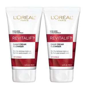 l’oréal paris revitalift daily cream cleanser, gentle makeup remover face wash with vitamin c, 5 fl. oz (pack of 2)