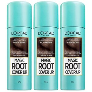 l’oreal paris root cover up hair color touch up spray, medium brown, 3 ounce (pack of 3)