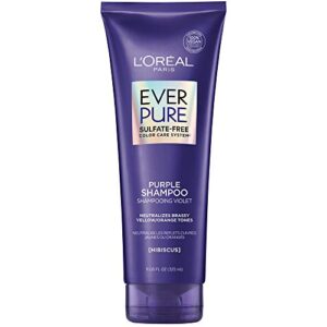l’oreal paris everpure sulfate free brass toning purple shampoo for blonde, bleached, silver, or brown highlighted hair, 11 fl; oz (packaging may vary)