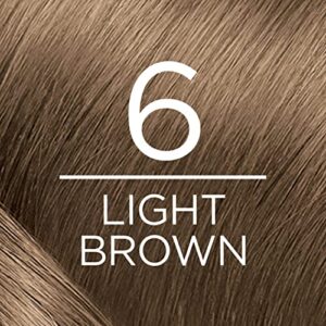 L'Oreal Paris Excellence Creme Permanent Hair Color, 6 Light Brown, 100 percent Gray Coverage Hair Dye, Pack of 2