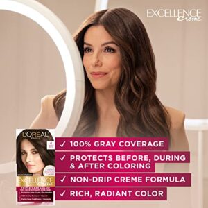 L'Oreal Paris Excellence Creme Permanent Hair Color, 6 Light Brown, 100 percent Gray Coverage Hair Dye, Pack of 2