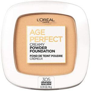 L'Oreal Paris Age Perfect Creamy Powder Foundation Compact, 305 Cream Beige, 0.31 Ounce