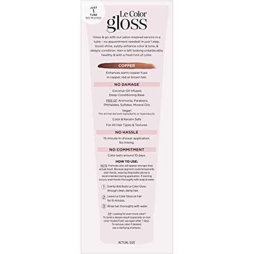 L'Oreal Paris Le Color One Step Toning Hair Gloss, Copper, 4 Ounce