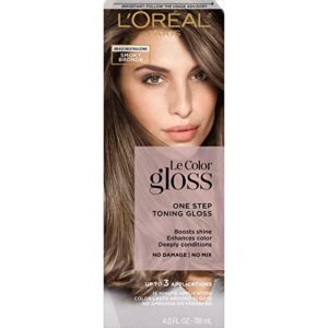 l’oreal paris le color gloss one step in-shower toning hair gloss, neutralizes brass, conditions & boosts shine, smoky bronde, 4 ounce