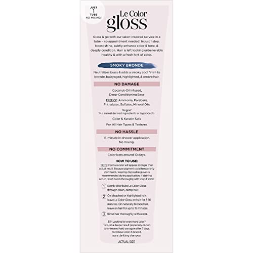 L'Oreal Paris Le Color Gloss One Step In-Shower Toning Hair Gloss, Neutralizes Brass, Conditions & Boosts Shine, Smoky Bronde, 4 Ounce