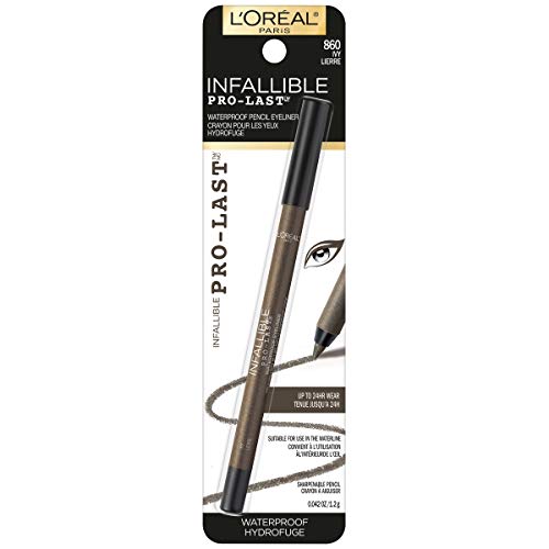 L'Oreal Paris Makeup Infallible Pro-Last Pencil Eyeliner, Waterproof and Smudge-Resistant, Glides on Easily to Create any Look, Ivy, 0.042 oz.