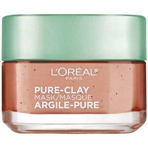 l’oreal paris skincare pure clay face mask with red algae for clogged pores to exfoliate and refine pores, clay mask, at home face mask, 1.7 oz.