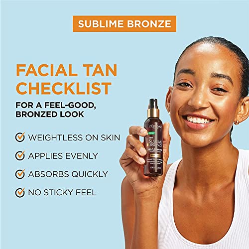 L'Oreal Paris Sublime Bronze Self Tanning Facial Mist, Water-Based Formula, Coconut Water & Vitamin E, 3 fl. Oz