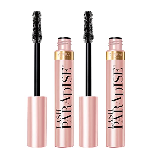 L'Oreal Paris Voluminous Makeup Lash Paradise Mascara, Voluptuous Volume, Intense Length, Feathery Soft Full Lashes, No Flaking, No Smudging, No Clumping, Black Brown, 2 Count