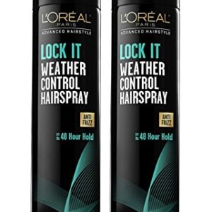 L'Oreal Paris Advanced Hairstyle - Lock It - Weather Control Hairspray - Anti Frizz - Net Wt. 8.25 OZ (234 g) Per Can - Pack of 2 Cans