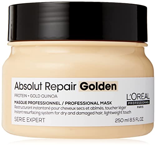 L'Oreal Professionnel Absolut Repair Golden Mask | Repairs Damage & Provides Shine | With Quinoa & Proteins | For Fine to Medium, Dry, & Damaged Hair | 8.5 Fl. Oz.