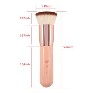 DUcare Foundation Brush for Liquid Makeup, Flat Top Kabuki Synthetic Professional Makeup Brushes Liquid Blending Mineral Powder Buffing Stippling Makeup Tools, Pink