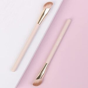 Angled Concealer Brush Under Eye by ENZO KEN, Small Nose Contour Brushes for Dark Circles Puffiness, Face Eyebrow Puffy Eyes, Mature Skin, Length Natural Light, BB Cream Liquid Blending (11-M-Pink)