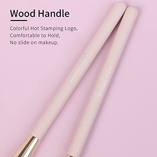 Angled Concealer Brush Under Eye by ENZO KEN, Small Nose Contour Brushes for Dark Circles Puffiness, Face Eyebrow Puffy Eyes, Mature Skin, Length Natural Light, BB Cream Liquid Blending (11-M-Pink)