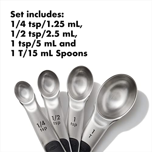 OXO Good Grips 4 Piece Stainless Steel Measuring Spoons with Magnetic Snaps