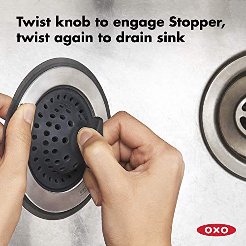 OXO Good Grips 2-in-1 Sink Strainer Stopper, Black