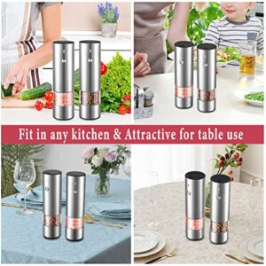 Electric Salt and Pepper Grinder Set - USB Rechargeable - No Battery Needed Modern Style - Automatic Black Peppercorn & Sea Salt Spice Mill Set with Adjustable Coarseness & LED Light Refillable