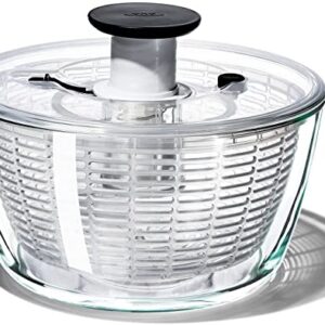 OXO Good Grips Glass Salad Spinner, Large/6.22 Quart, Clear