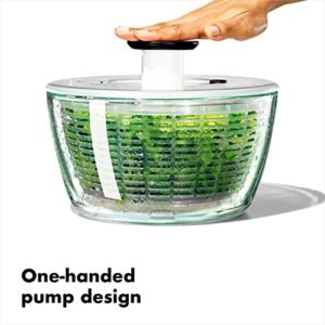 OXO Good Grips Glass Salad Spinner, Large/6.22 Quart, Clear