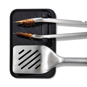 OXO Good Grips Grilling Tools, 3pc Set-Tongs, Turner Rest, Black