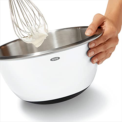 OXO Good Grips 3-Piece Stainless-Steel Mixing Bowl Set, White