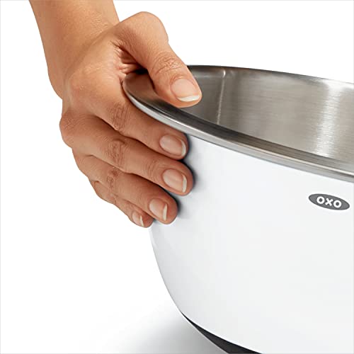 OXO Good Grips 3-Piece Stainless-Steel Mixing Bowl Set, White