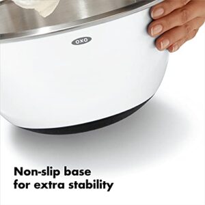 OXO Good Grips 3-Piece Stainless-Steel Mixing Bowl Set, White