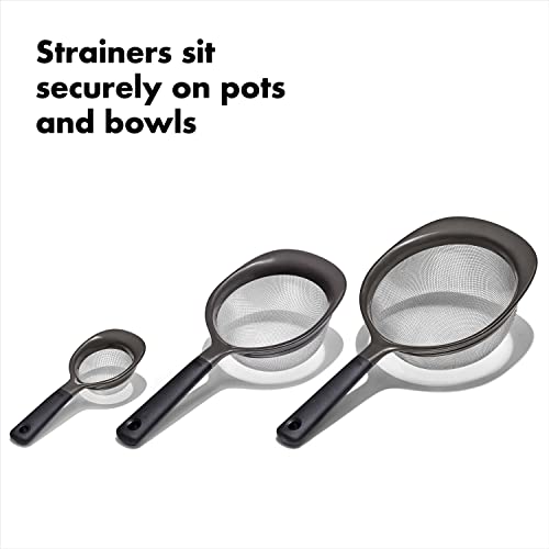 OXO Good Grips 3-Piece Strainer Set, Black