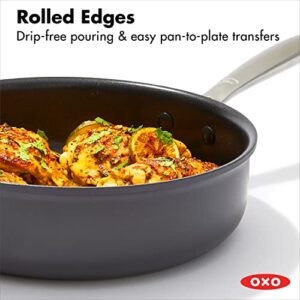 OXO Good Grips Pro 10 Piece Cookware Pots and Pans Set, 3-Layered German Engineered Nonstick Coating, Stainless Steel Handle, Dishwasher Safe, Oven Safe, Black