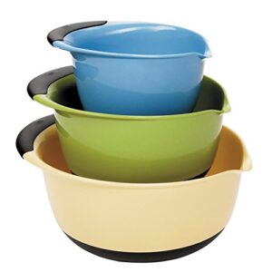 oxo good grips 3-piece plastic mixing bowl set – assorted colors,1.5 liters