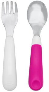 oxo tot on-the-go fork and spoon set – pink
