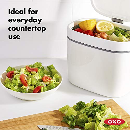 NEW OXO Good Grips Easy-Clean Compost Bin, White, 1.75 GAL/6.62 L