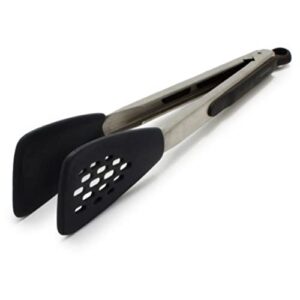 oxo good grips silicone flexible tongs stainless,black,