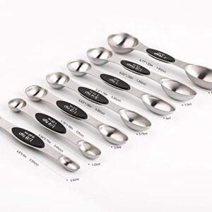 Magnetic Measuring Spoons Set of 7 Stainless Steel Dual Sided Teaspoon Tablespoon for Measuring Dry and Liquid Ingredients