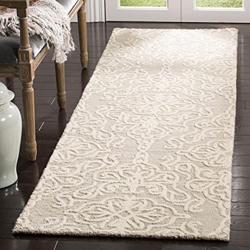 SAFAVIEH Blossom Collection 8' x 10' Blue/Ivory BLM112M Handmade Premium Wool Area Rug