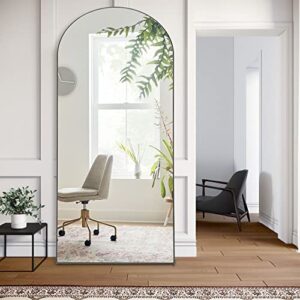 neutype arched full length mirror, 71″x27″, large full body mirror with wood frame, shatter protection, wall-mounted mirrors for living room or dressing room-black(wood arched