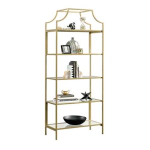 Sauder 421434 International Lux Bookcase, L: 30.0" x W: 14.49" x H: 70.87", Satin Gold Finish