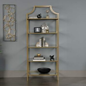 Sauder 421434 International Lux Bookcase, L: 30.0" x W: 14.49" x H: 70.87", Satin Gold Finish